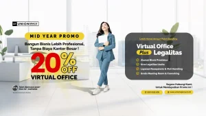 Virtual Office Promo UnionSPACE diskon 20 persen untuk paket Virtual Office dan Legalitas Bisnis dengan alamat bisnis prestisius, layanan resepsionis, meeting room, dan coworking space.